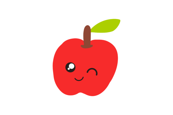 Back to School Apple Kawai Sticker Icon: Graphics and Icons for Creative Projects