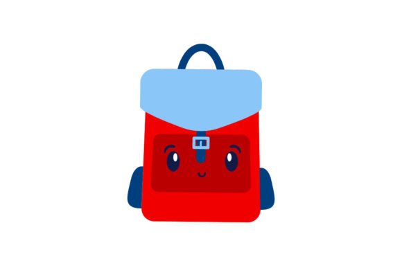 Back to School Red Bags Kawai Icon Graphics