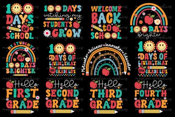 Retro Back to School SVG Bundle: Graphics & T-Shirt Designs